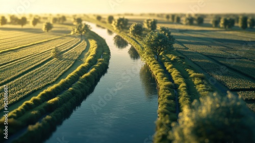 Wallpaper Mural Aerial View of a River Winding Through Lush Green Fields Torontodigital.ca