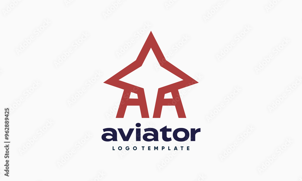 Obraz premium Vector initial letter A with 4 sided star