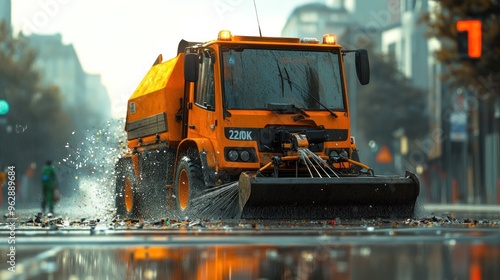 Street Cleaning Truck in Action