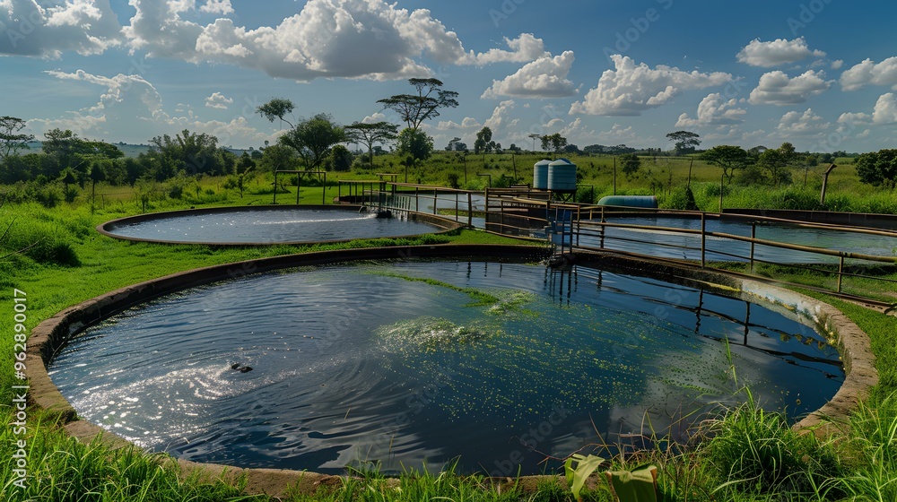 Fototapeta premium Water Treatment Plant in a Rural Landscape