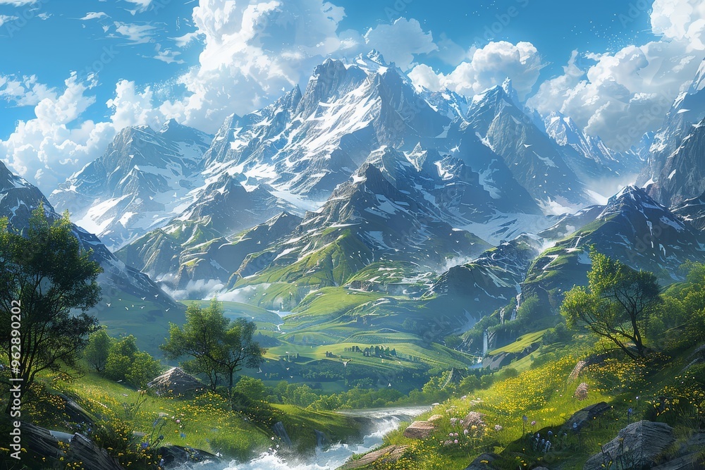 Fertile Valleys and Snow-Capped Peaks Nature’s Perfect Harmony Fertile Valleys and Snow-Capped Peaks Nature’s Perfect Harmony