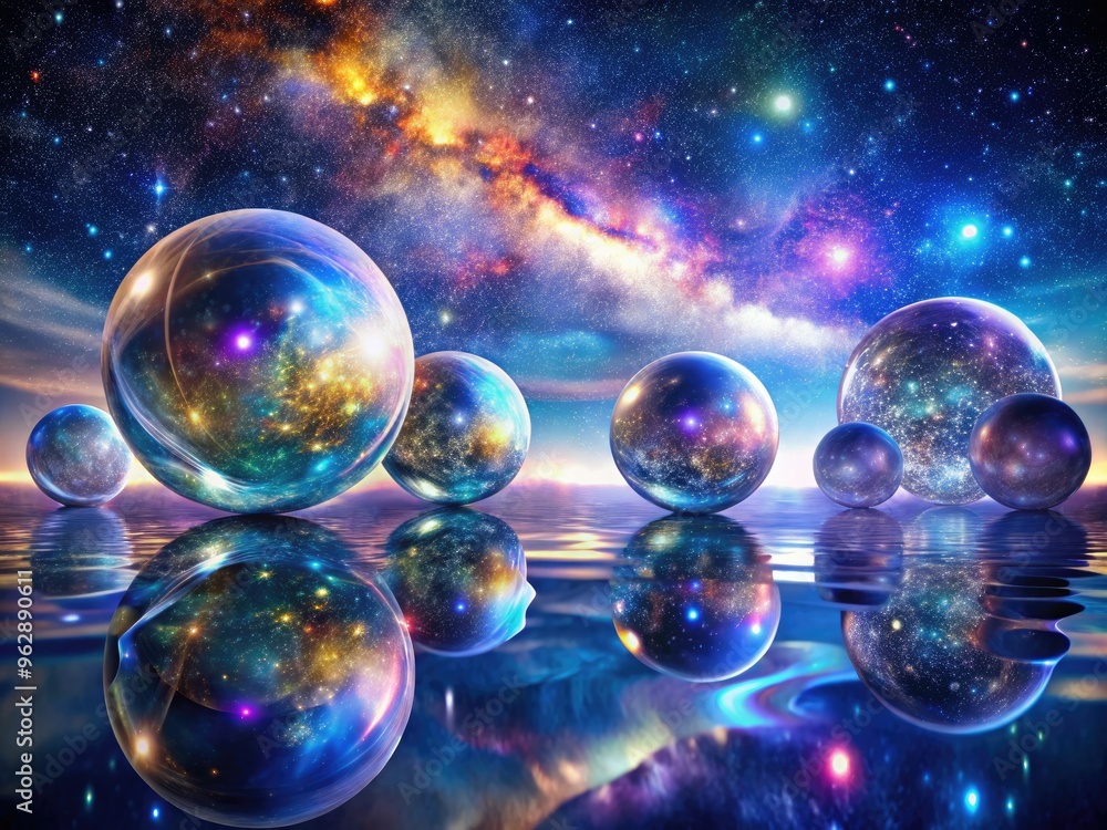 luminous celestial mirrored orbs orbiting each other in cosmic loops in shimmering iridescent hues with starry night skies and astronomical ambiance luminous celestial mirrored orbs orbiting each other in cosmic loops in shimmering iridescent hues with starry night skies and astronomical ambiance
