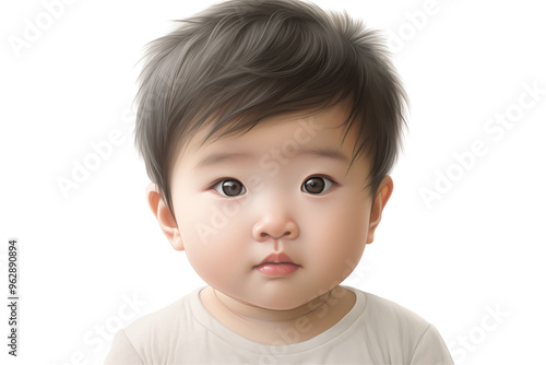 Asian baby on transparent background. Birth related themes. Childbirth. Asian country. Asian baby. Chinese baby. Japan baby. Image for graphic designer. Image for flyers.