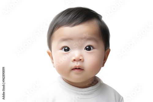 Asian baby on transparent background. Birth related themes. Childbirth. Asian country. Asian baby. Chinese baby. Japan baby. Image for graphic designer. Image for flyers.