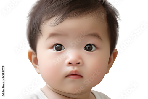 Asian baby on transparent background. Birth related themes. Childbirth. Asian country. Asian baby. Chinese baby. Japan baby. Image for graphic designer. Image for flyers.