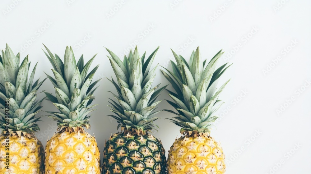 Fresh Pineapple Fruit, Ripe and Ready to Eat, Yellow and Green Tones, Summertime Treat Fresh Pineapple Fruit, Ripe and Ready to Eat, Yellow and Green Tones, Summertime Treat