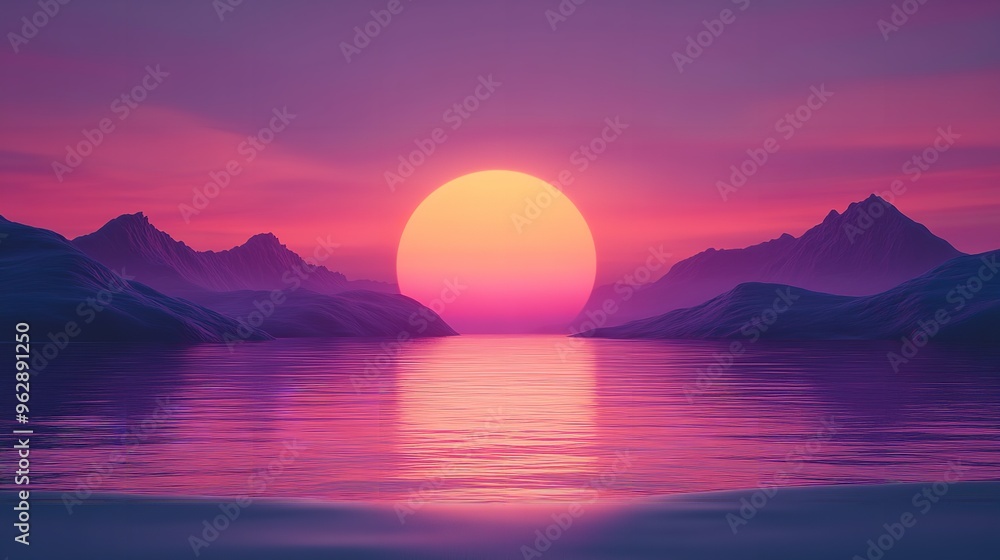 In the sea there is a sunset with a beautiful red glow touching the horizon In the sea there is a sunset with a beautiful red glow touching the horizon