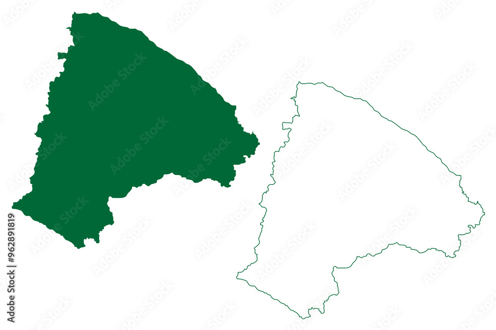 Fototapeta premium Bankura district (West Bengal State, Republic of India) map vector illustration, scribble sketch Bankura map