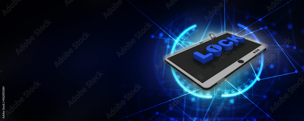 Fototapeta premium 3d rendering Transmitter mobile wifi with lock 