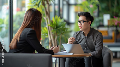 hrd interview in a restaurant on morning