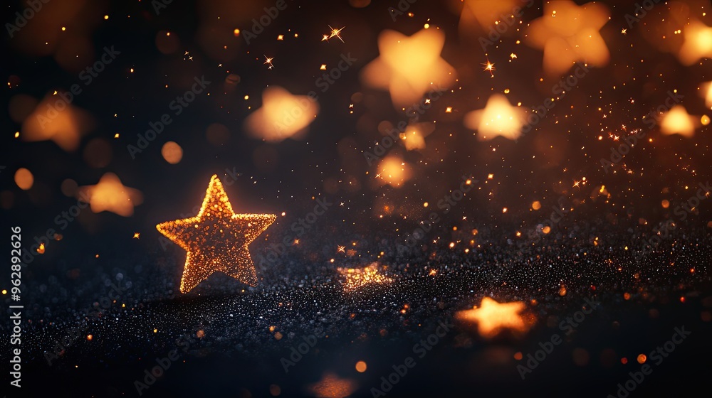 Fun black background with glowing, happy stars Fun black background with glowing, happy stars