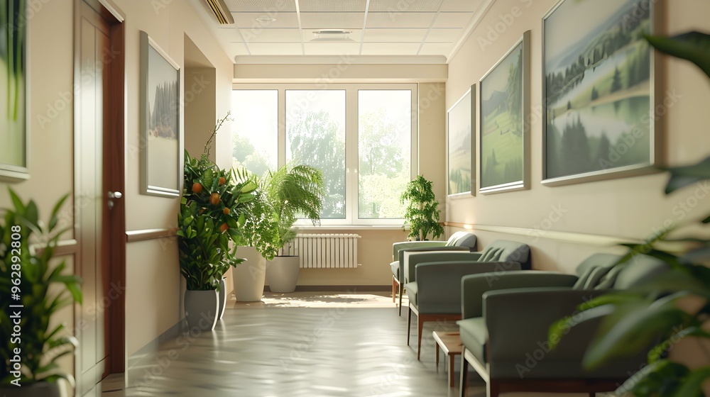 Modern Hospital Waiting Area Interior Design with Green Plants and Natural Light Modern Hospital Waiting Area Interior Design with Green Plants and Natural Light