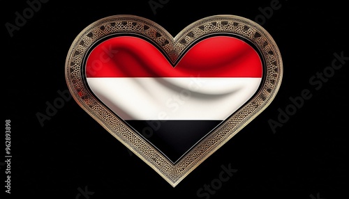 Heart shaped Yemen flag for independence day photo