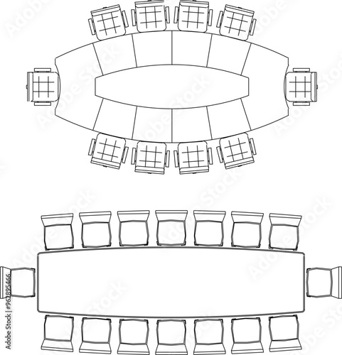 Vector illustration sketch of silhouette design detail of dining room table and chairs furniture for entertaining guests