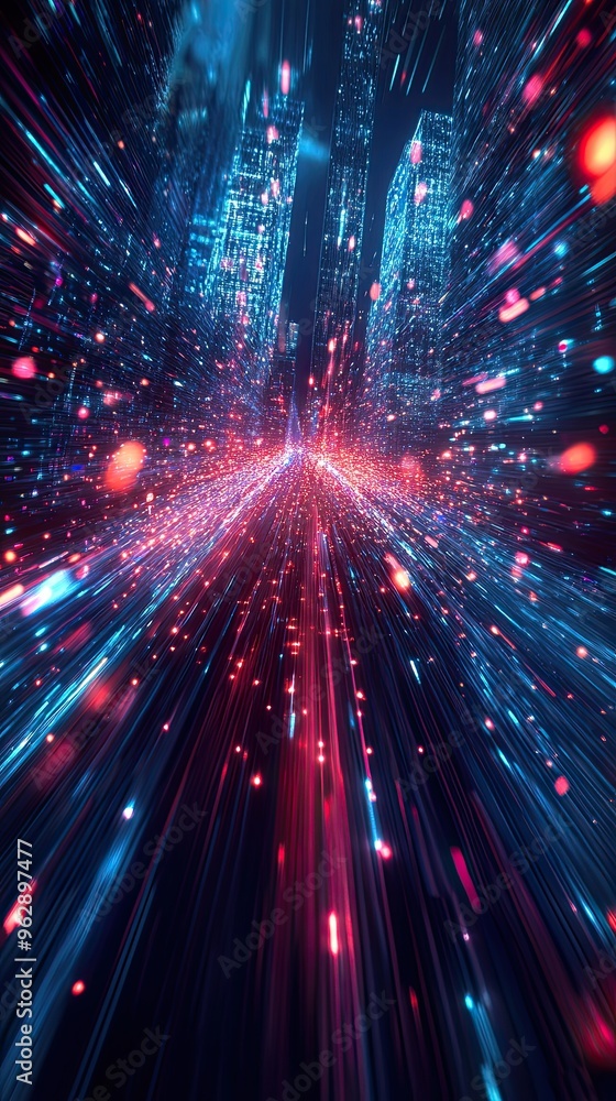 Fototapeta premium High speed transmission in a abstract style, AI concept with technology