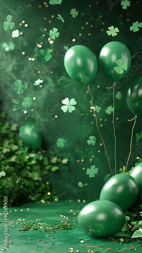 Wallpaper Mural Green Balloons in a Clover Field for St. Patrick's Day Torontodigital.ca