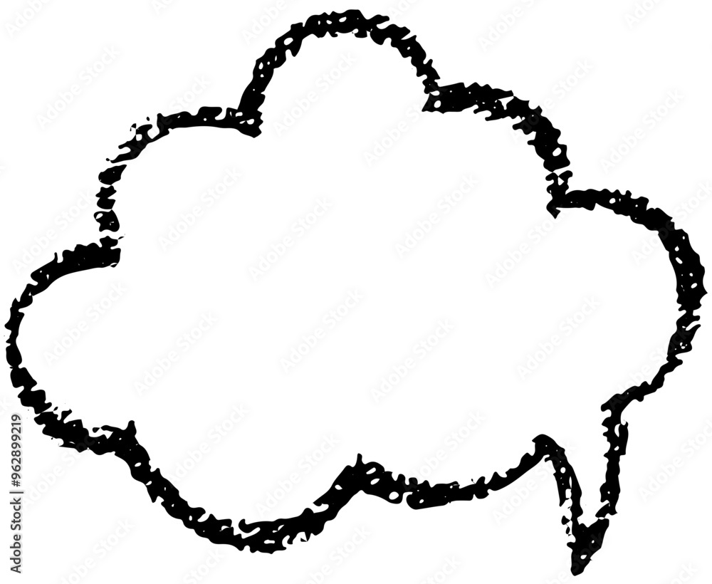 Oval and round cloudy chalk, crayon hand drawing speech bubble. Grunge texture illustration for design template business presentation, school education. Oval and round cloudy chalk, crayon hand drawing speech bubble. Grunge texture illustration for design template business presentation, school education.