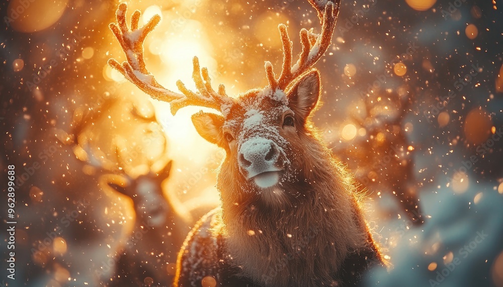 Reindeer in the Winter Sun Reindeer in the Winter Sun