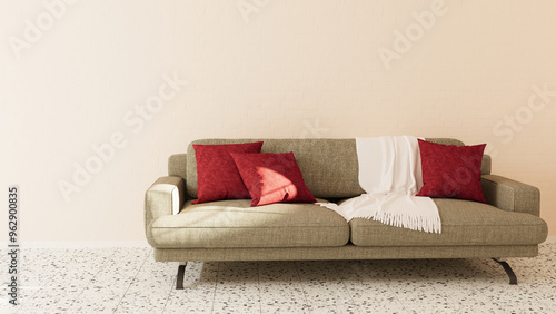 part of the empty room with the sofa 3d