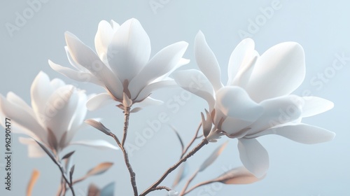 Delicate White Magnolia Flowers