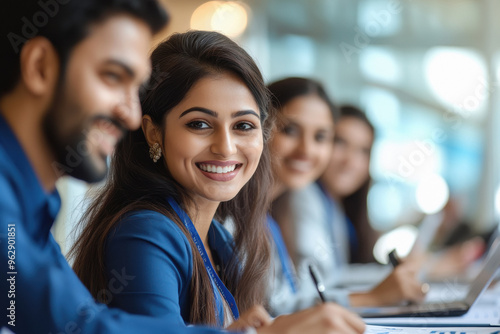 indian corporate employee group smiling