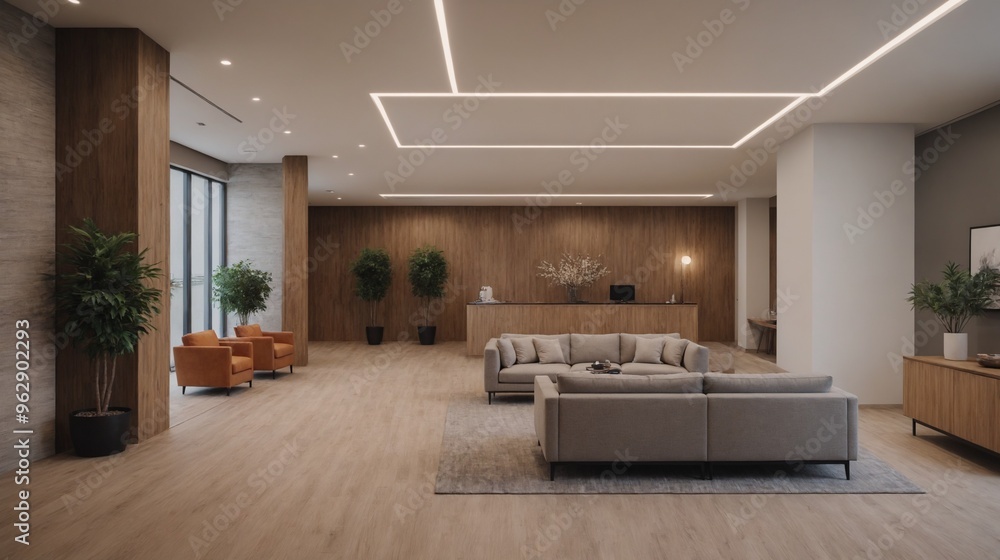 A spacious waiting lounge and reception area interior design illustration template image, An empty reception interior mockup design. A spacious waiting lounge and reception area interior design illustration template image, An empty reception interior mockup design.