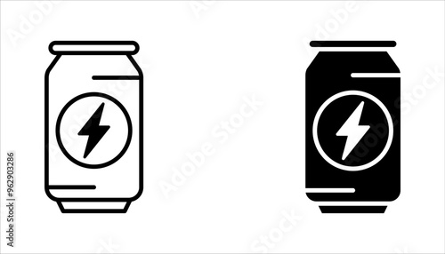 energy drink can icon set. aluminum soda can line art vector icon for apps and websites on white background
