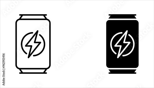 energy drink can icon set. aluminum soda can line art vector icon for apps and websites on white background