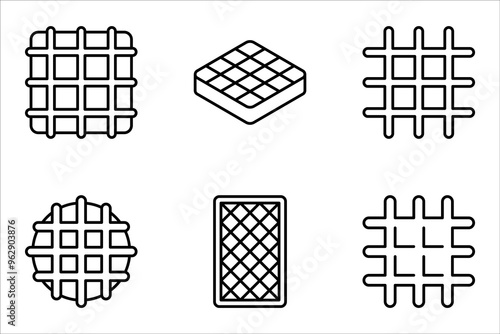 Belgian waffles icons set outline vector. Belgium appetizer cream. vector illustration on white background