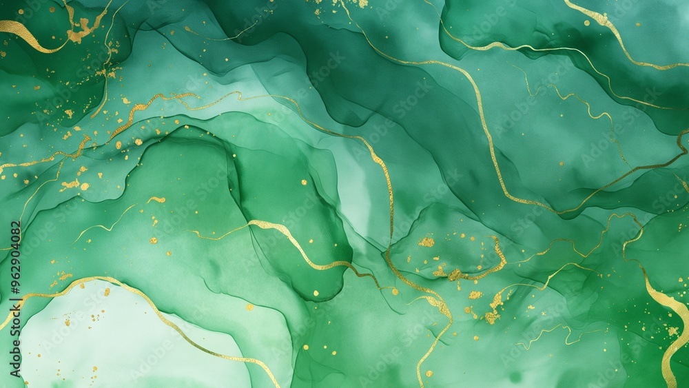 Green marble background with gold stripes Green marble background with gold stripes