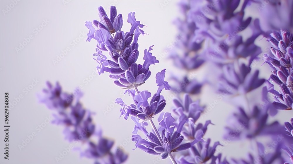 Obraz premium A cluster of lavender flowers with delicate details on a clean white background.