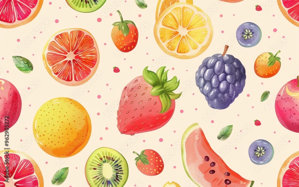 Watercolor Fruit Pattern Watercolor Fruit Pattern