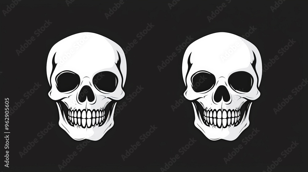 Simple skull vector icon, black and white, classic design Simple skull vector icon, black and white, classic design