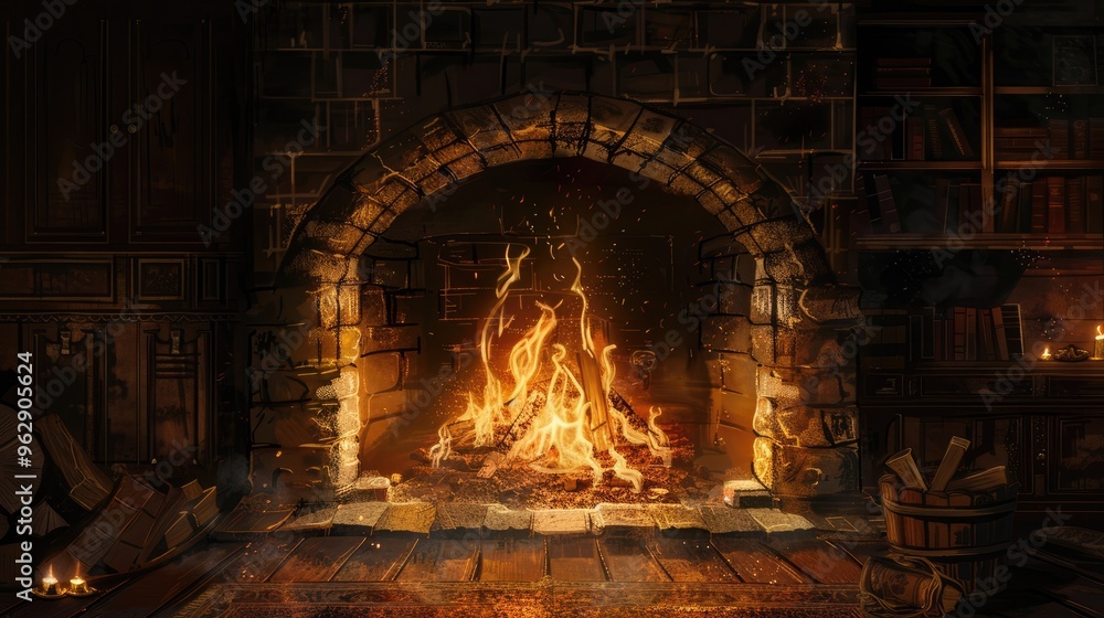 Blazing fire in a hearth Blazing fire in a hearth