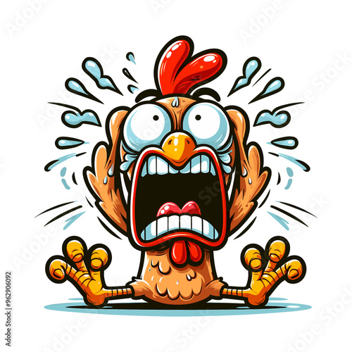 Funny Cartoon chicken on white background.	