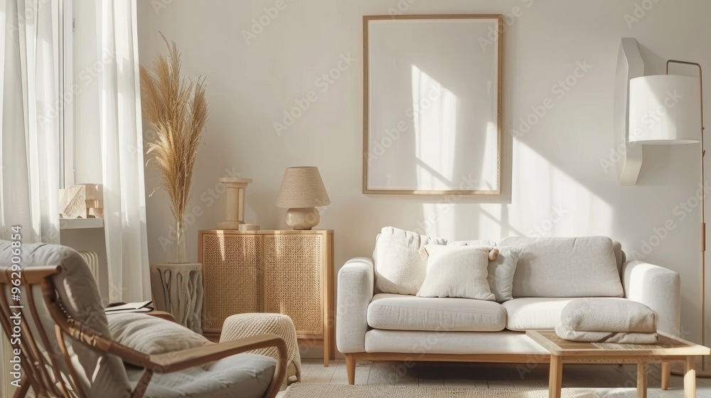 Cozy living room with soft lighting, a plush white sofa, and minimalist decor, exuding a warm and inviting atmosphere. Cozy living room with soft lighting, a plush white sofa, and minimalist decor, exuding a warm and inviting atmosphere.