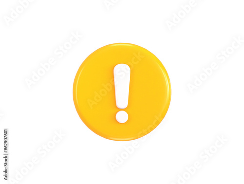 3d yellow exclamation circle sign warning or danger risk message alert problem icon