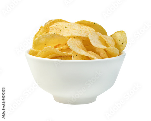 Fotografie potato chips in bowl isolated