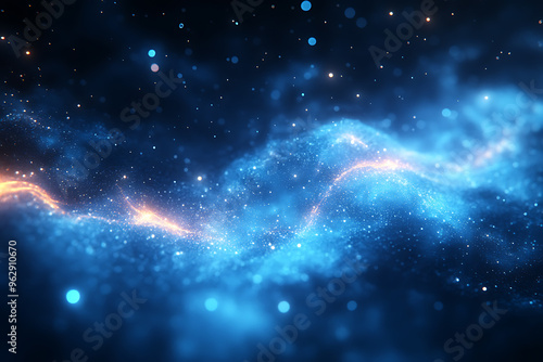 Wallpaper Mural Abstract background with a soft neon blue glow, floating particles, deep smoke, and bokeh effect, creating a serene and dreamy atmosphere.
 Torontodigital.ca