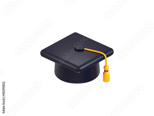 graduation hat icon 3d rendering vector illustration
