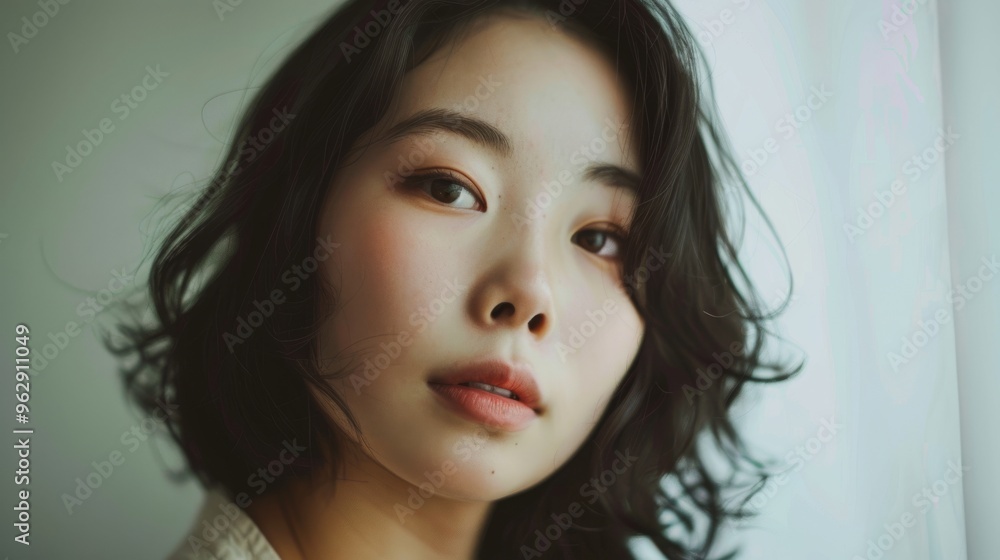 A soft-focused, elegant portrait of a person with wavy dark hair, exuding a calm and poised demeanor, complemented by delicate natural light highlighting their features. A soft-focused, elegant portrait of a person with wavy dark hair, exuding a calm and poised demeanor, complemented by delicate natural light highlighting their features.