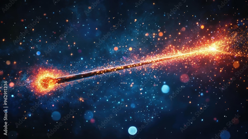 A magic wand with sparkles and stars, symbolizing fantasy, magic, or creativity