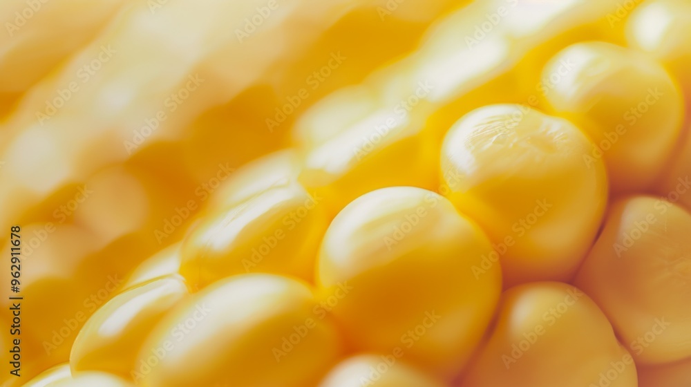An extreme close-up of a corn cob, showcasing its shiny, golden kernels in intricate detail, emphasizing a sense of freshness and ripeness. An extreme close-up of a corn cob, showcasing its shiny, golden kernels in intricate detail, emphasizing a sense of freshness and ripeness.