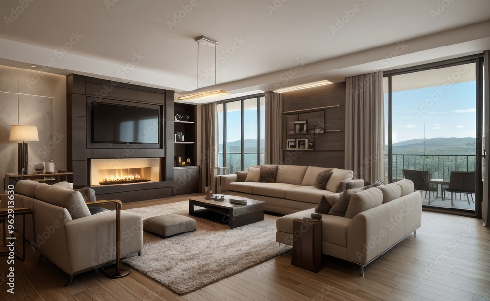 Fototapeta premium Modern luxury living room interior design