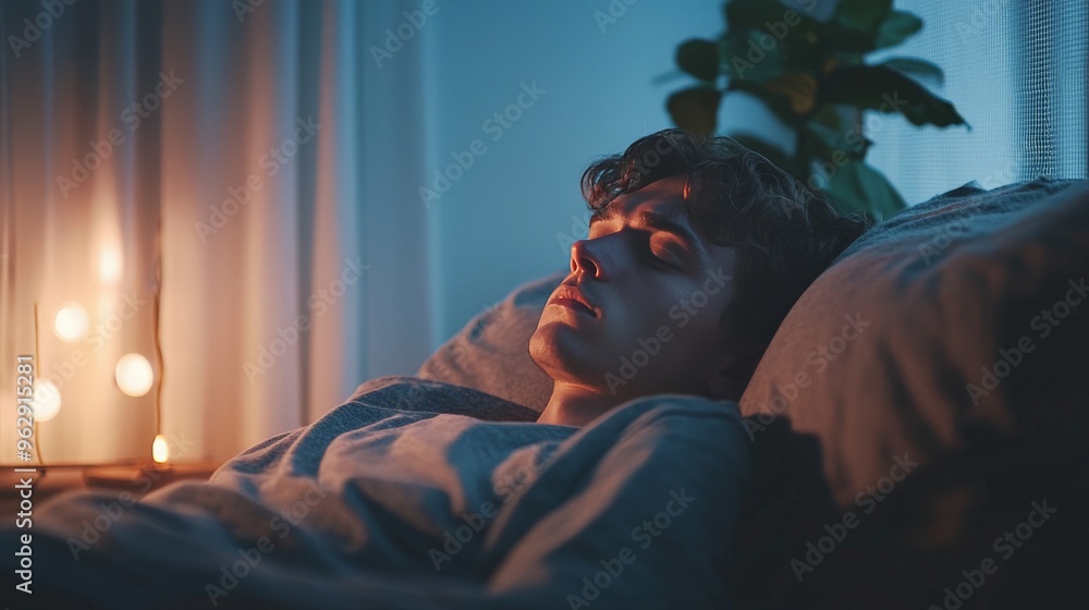 Individual in a quiet room, struggling to stay awake due to fatigue, calm atmosphere Individual in a quiet room, struggling to stay awake due to fatigue, calm atmosphere