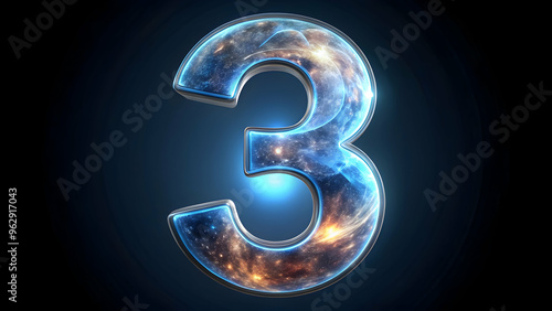 Wallpaper Mural 3D number three with Earth texture
Blue and white number three with cosmic details
Abstract representation of the number three Torontodigital.ca