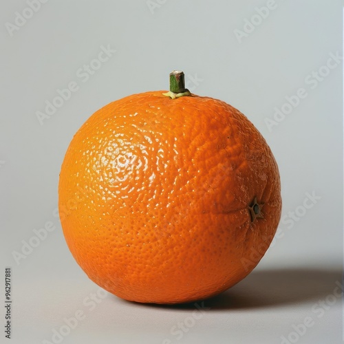 A vibrant, freshly squeezed orange with a hint of greenish hue from the natural sugars. photo