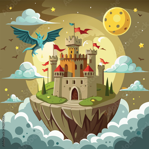 a massive medieval fortress appears weightless