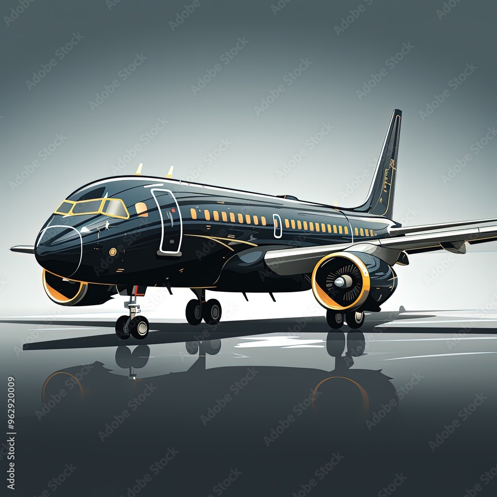 Fototapeta premium Elegant Vector Depiction of an Airbus with a Futuristic Dark Palette
