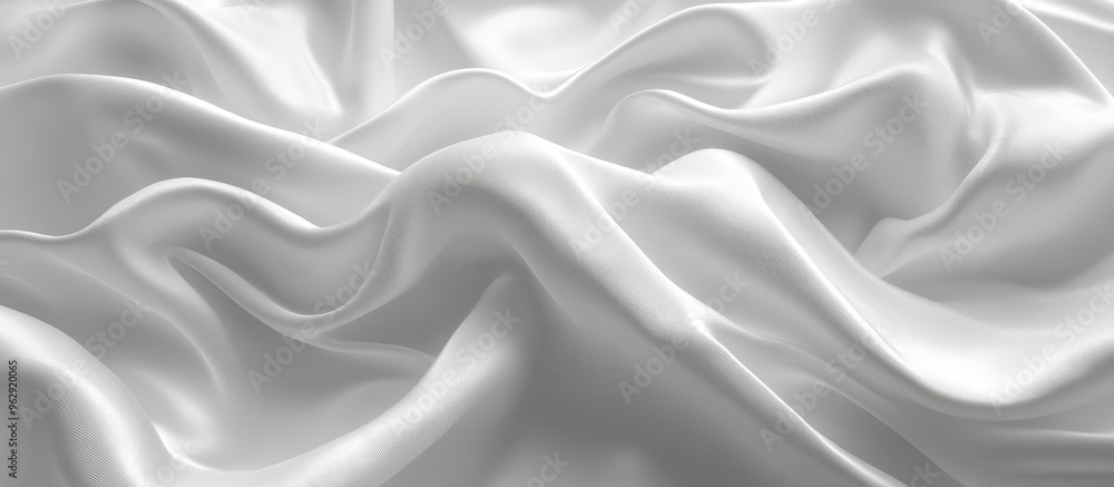 Obraz premium Abstract white satin silky fabric draped with soft wavy folds and creases gently flowing in the breeze 3D render